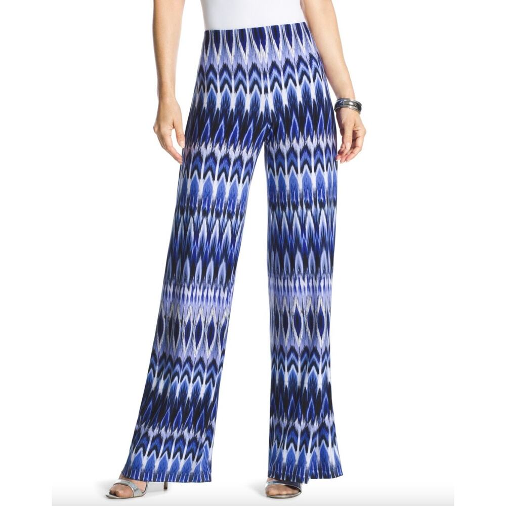 Chico's Navy and White Patterned Wide Leg Pants - Picture 12 of 14